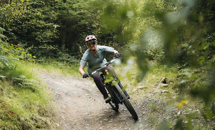 Rider on a blue trail